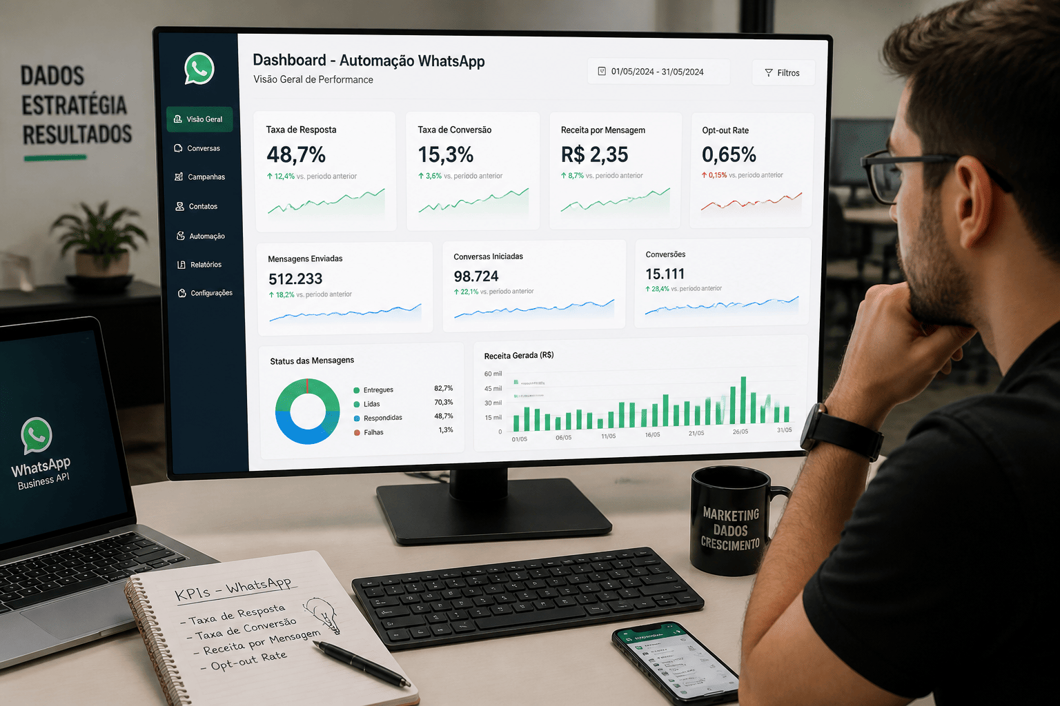 KPIs de automação de WhatsApp: o que medir