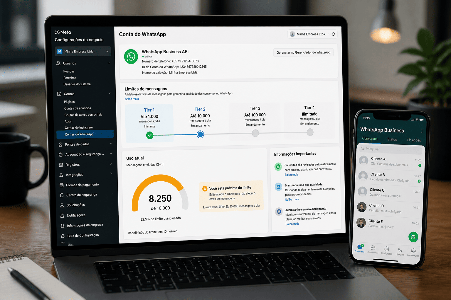 Limite de disparos no WhatsApp Business API